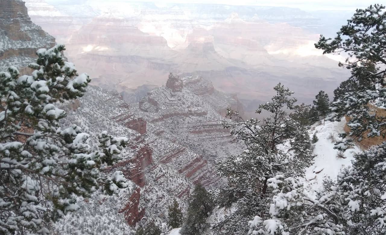 Grand Canyon National Park covered in snow