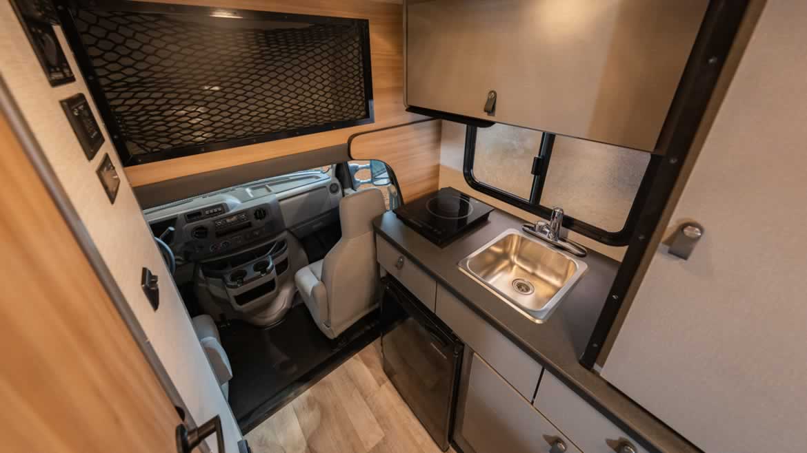 Cruise America Ultra Compact Kitchen View
